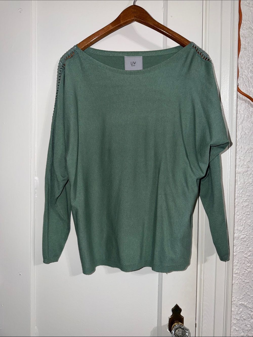 LIV Sage Green Boatneck Knit Sweater